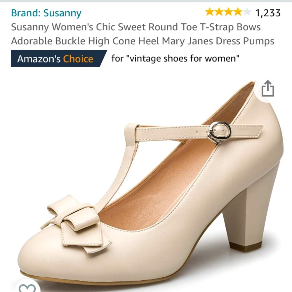 Susanny Brand New Beige Mary Jane w/T-strap & Bow